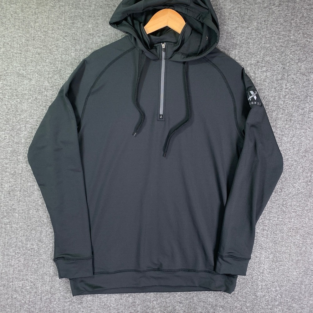 Swannies Hoodie Men Large Black Pullover Quarter Zip Golf Performance Stretch